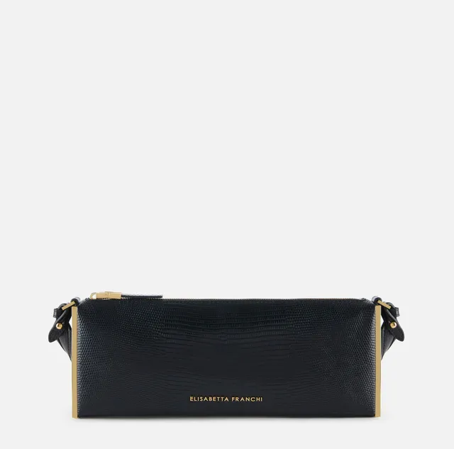 Elisabetta Franchi BS15A66E2 borsa a spalla nero stampa lucertola