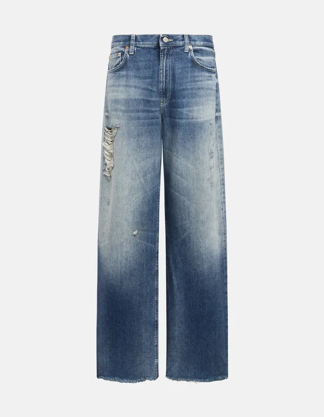 Dondup Francine DP777 Jeans donna Blu wide leg