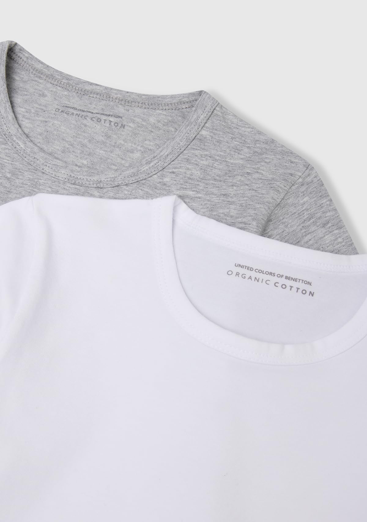 Benetton 3op80m018 T-shirt Bambini Cotone Grigio Melange