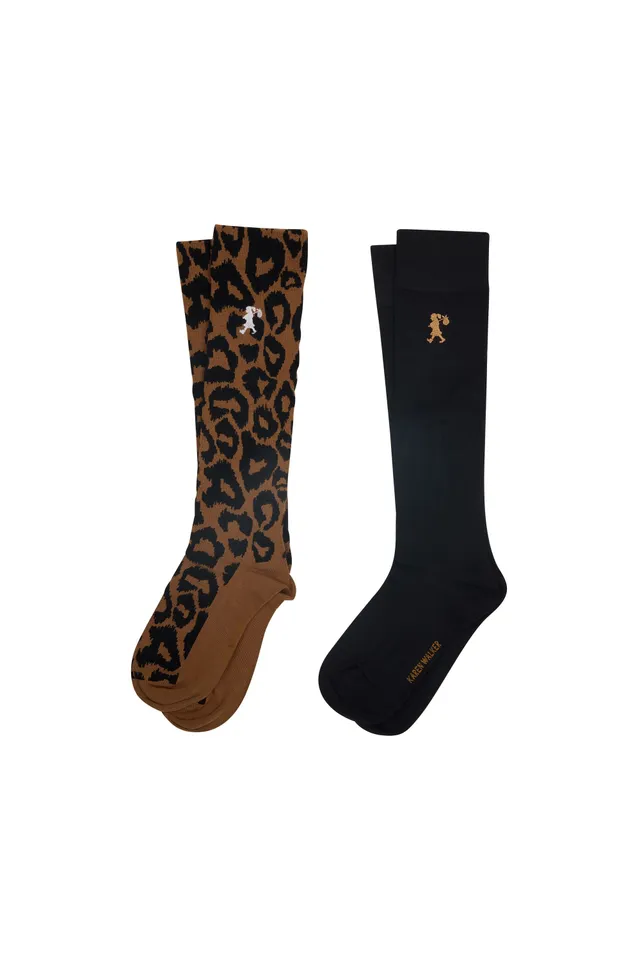 Karen Walker Leopard calze al ginocchio 2 pack bamboo