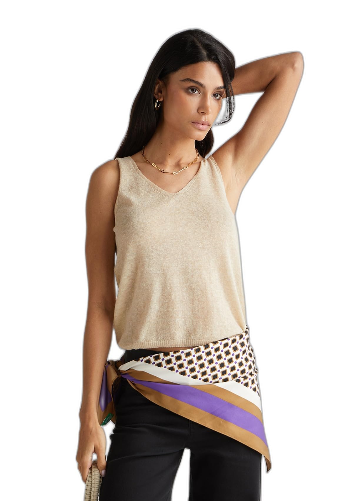 Benetton Intimo 109pdh01f canotta donna beige reversibile