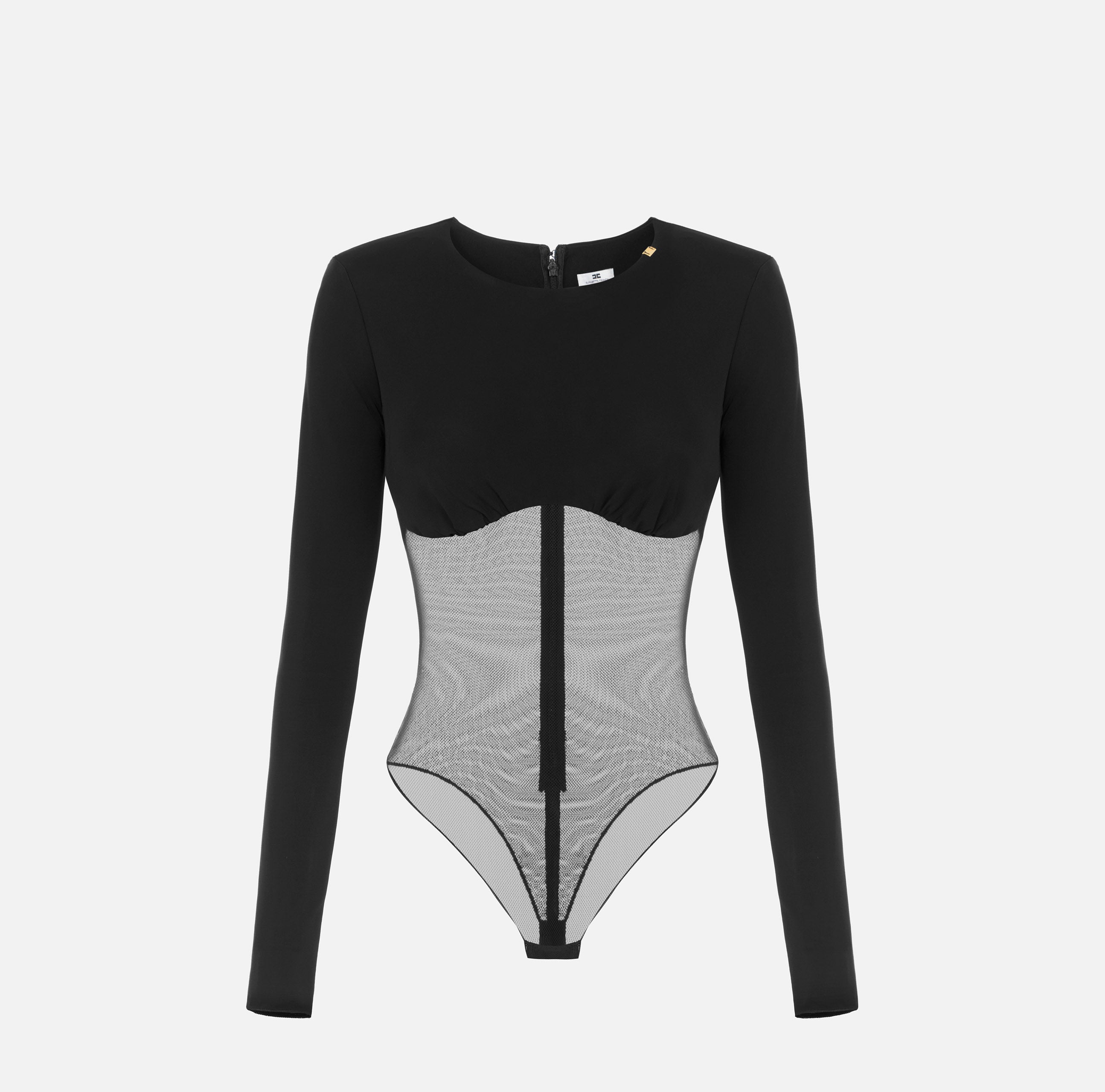 Elisabetta Franchi BO02666E2 body nero jersey tulle