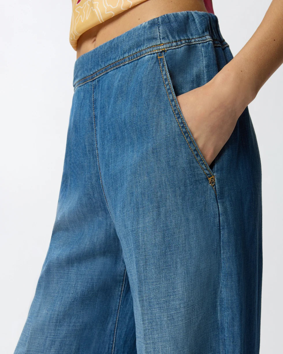 Pinko 106398 A33J Pantaloni Donna Azzurro Taglia 42 Wide Leg