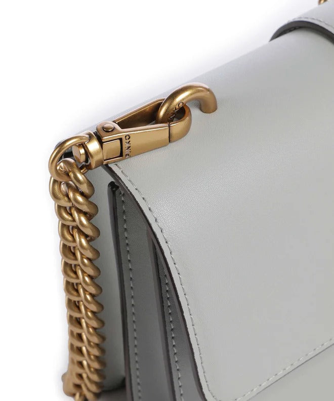 Pinko Love One Mini Borsa Donna Grigio Perla Pelle