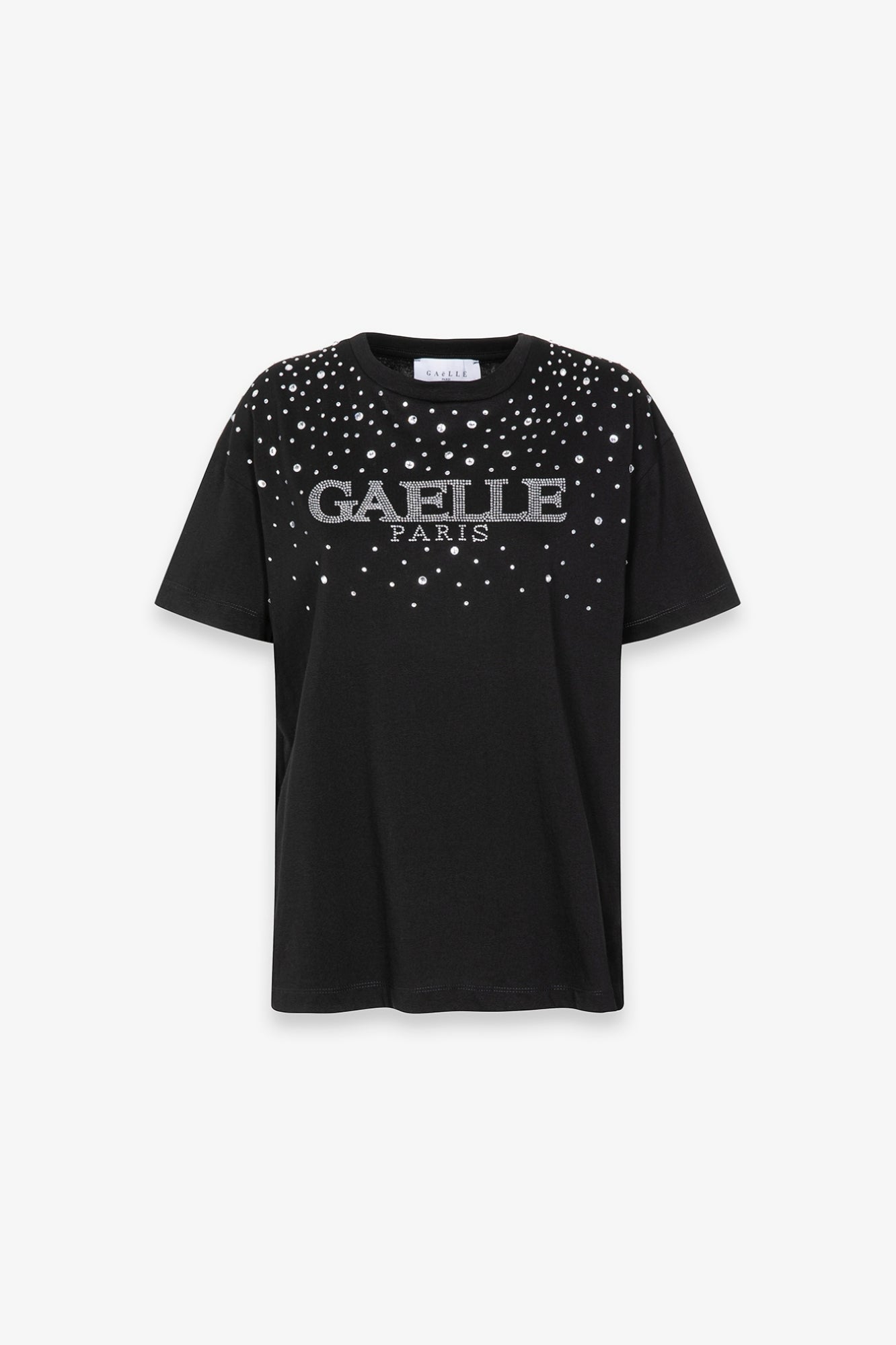 Gaelle Paris GAABW09276 t-shirt donna nera strass logo