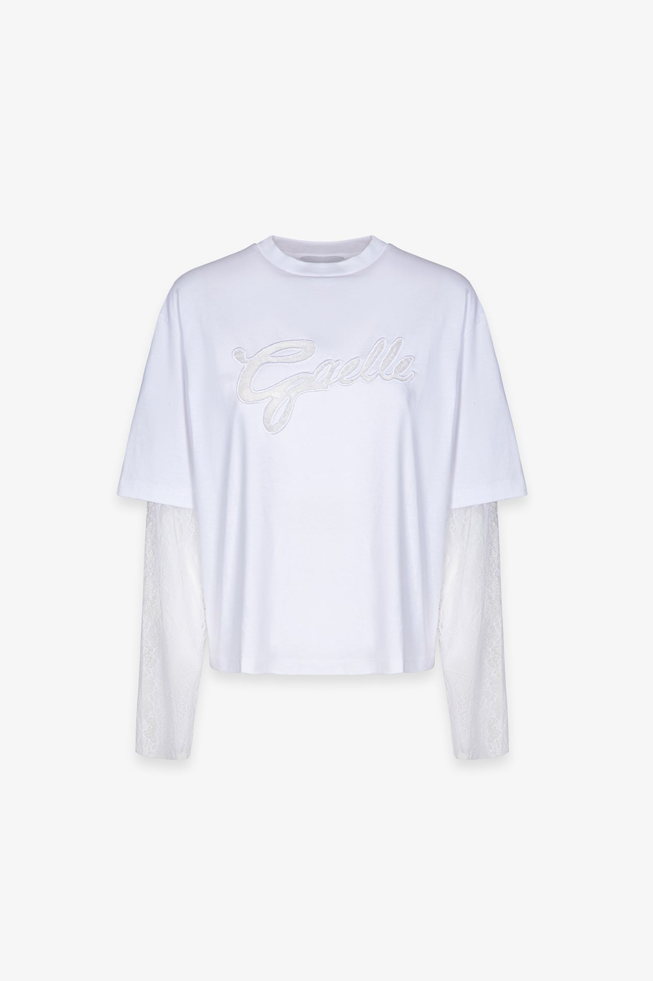 Gaelle Paris GAABW09343 t-shirt bianco jersey pizzo