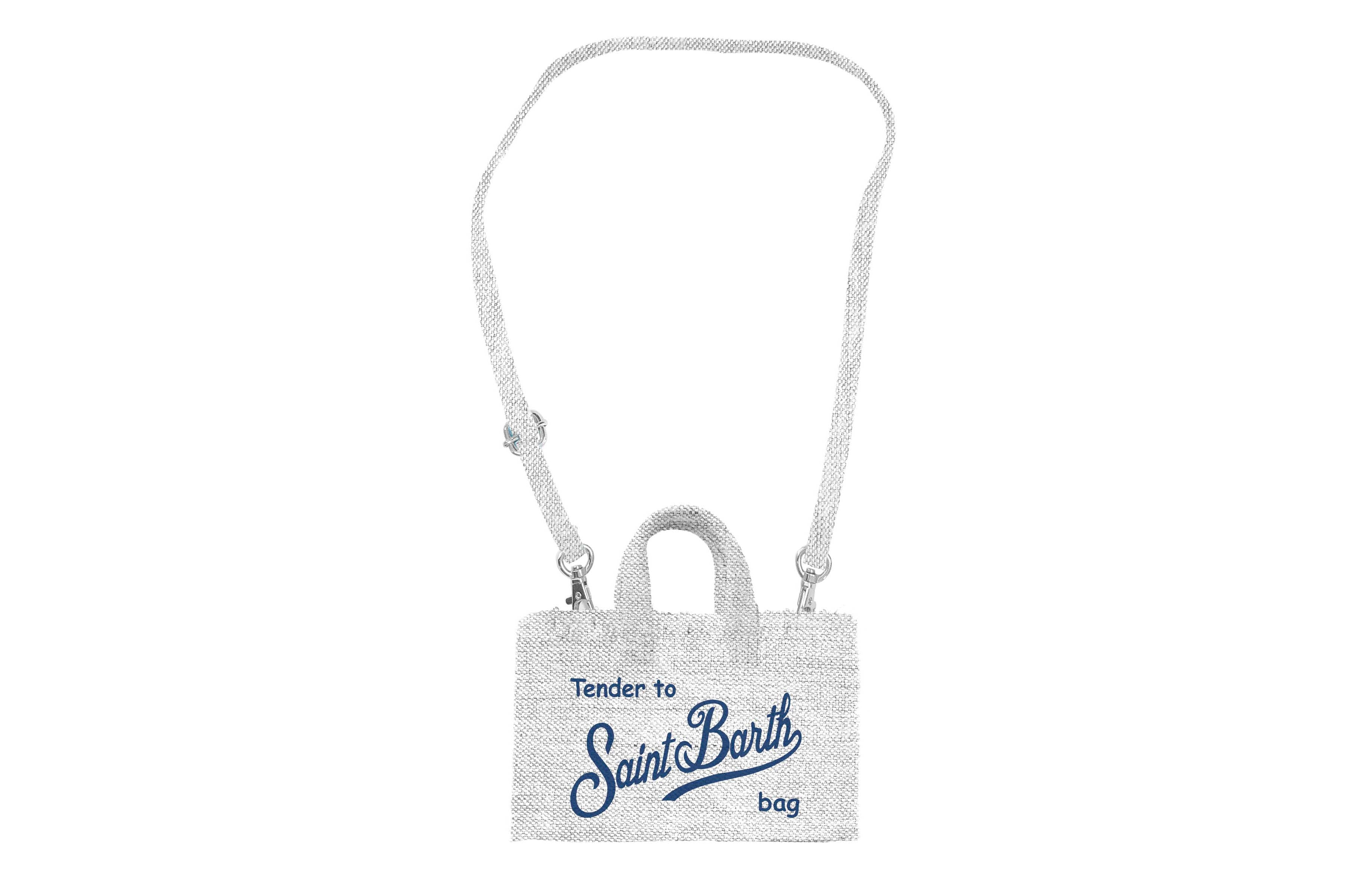 MC2 Saint Barth Phone Bag Borsa Lino Panna Navy Donna