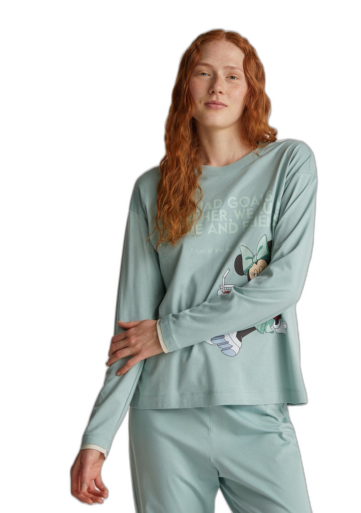 Benetton Maglia Pigiama Donna Cotone Beige Taglia M