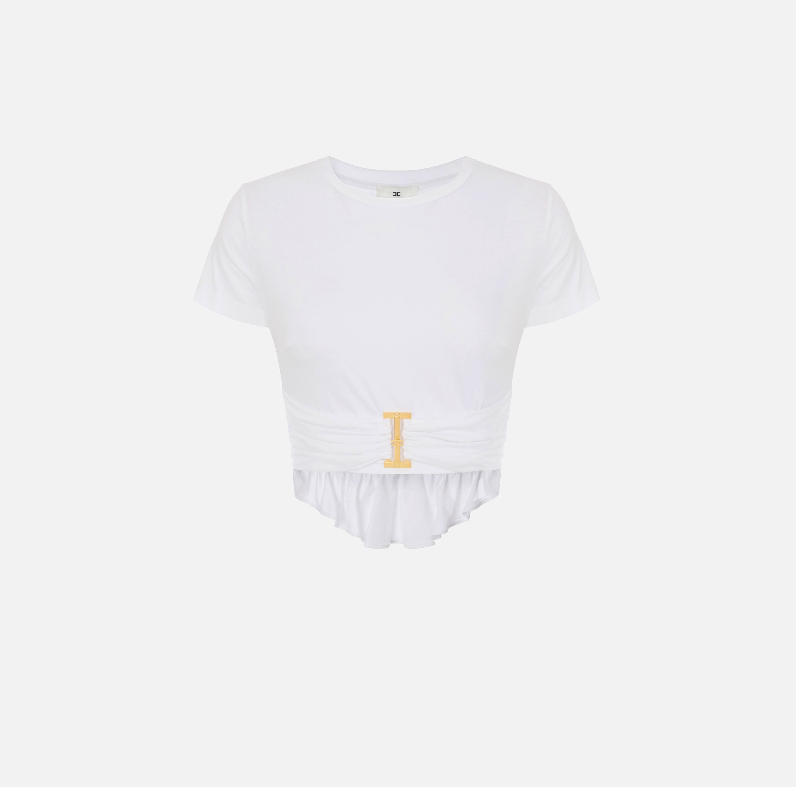 Elisabetta Franchi MA00366E2 Maglia jersey gesso drappeggio
