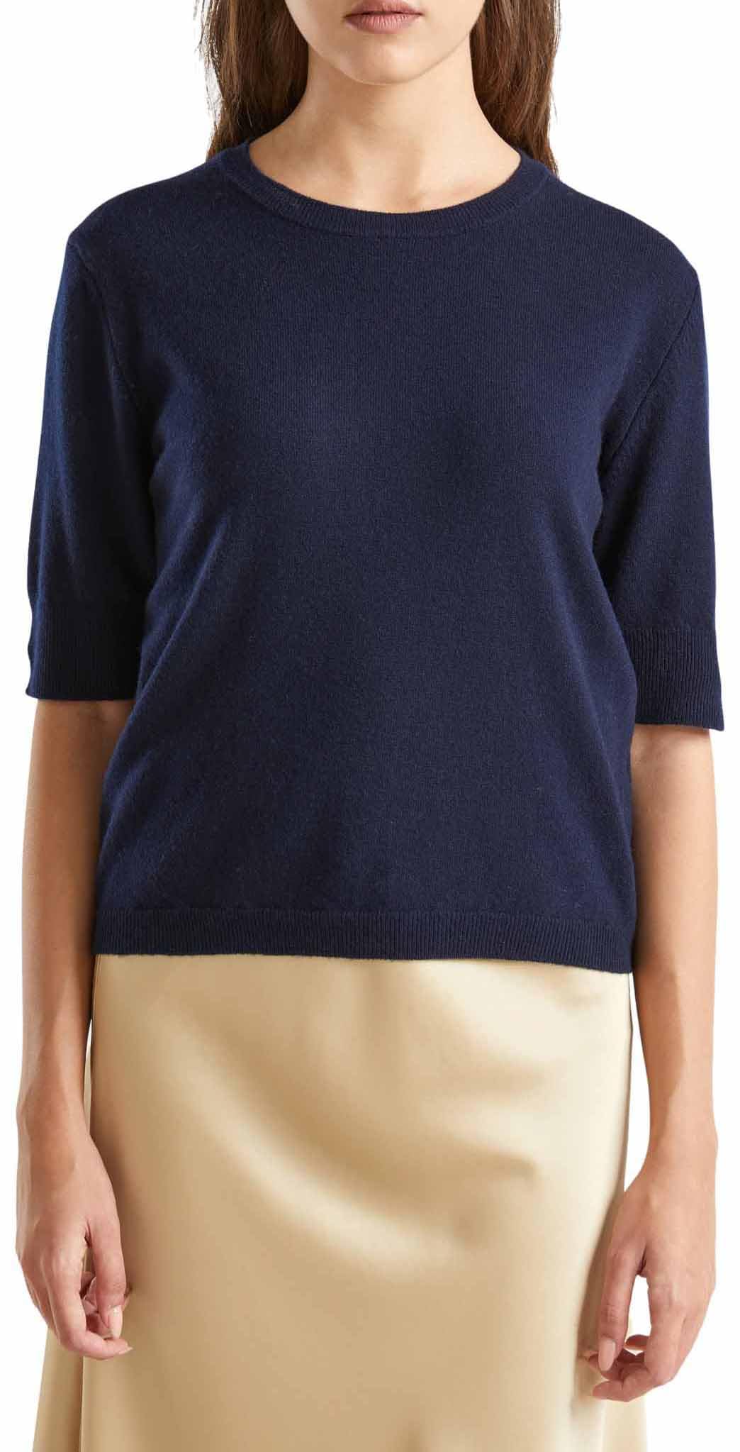 Benetton Maglieria Maglione Donna Verde manica corta regular
