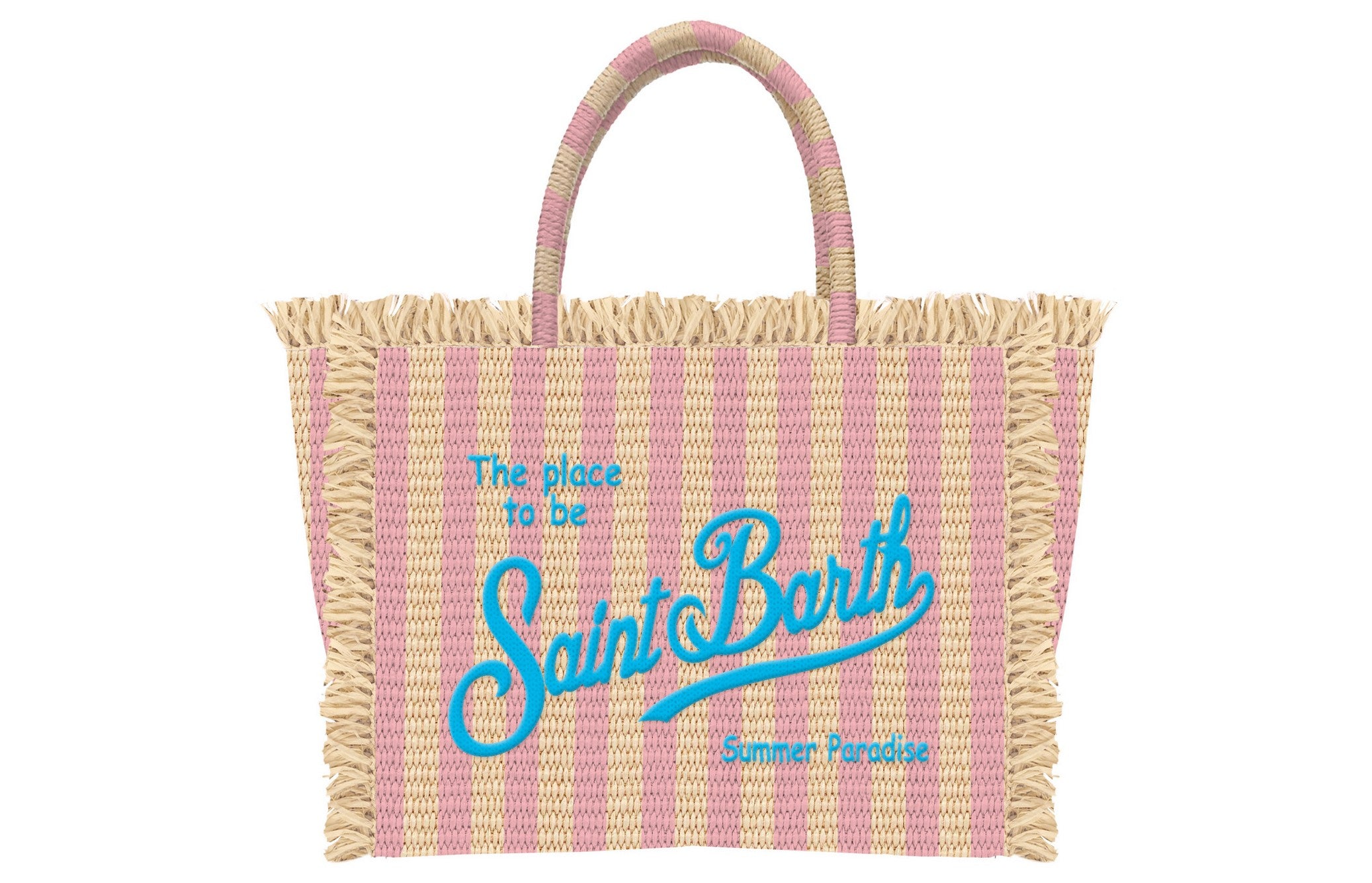 MC2 Saint Barth Vanity Mini Straw borsa paglia rosa stripes