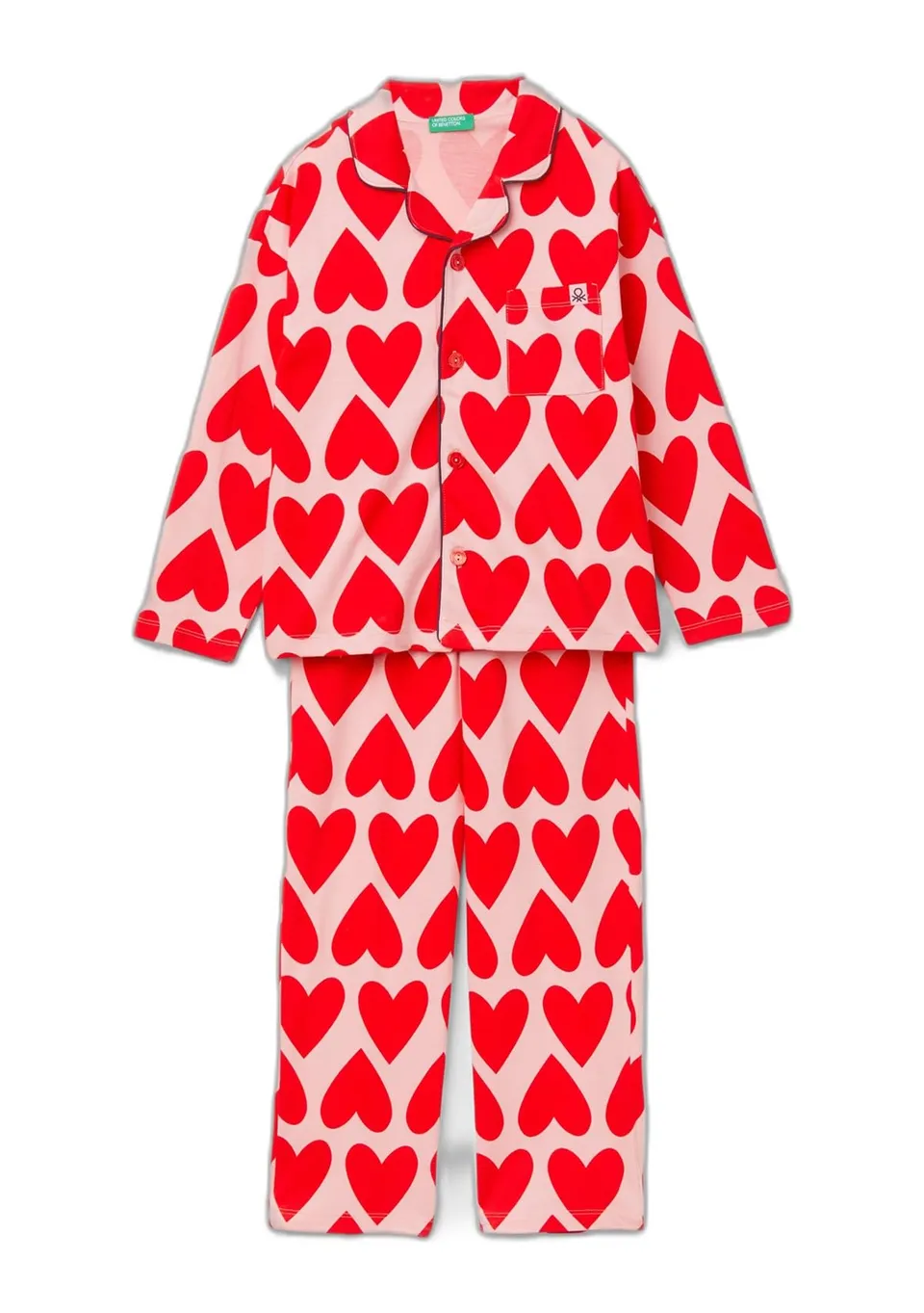 Benetton 3MR70P072 Pigiama Bimbo 90 Cuori