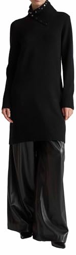 Benetton 1444dv02f vestito donna nero ginocchio svasato