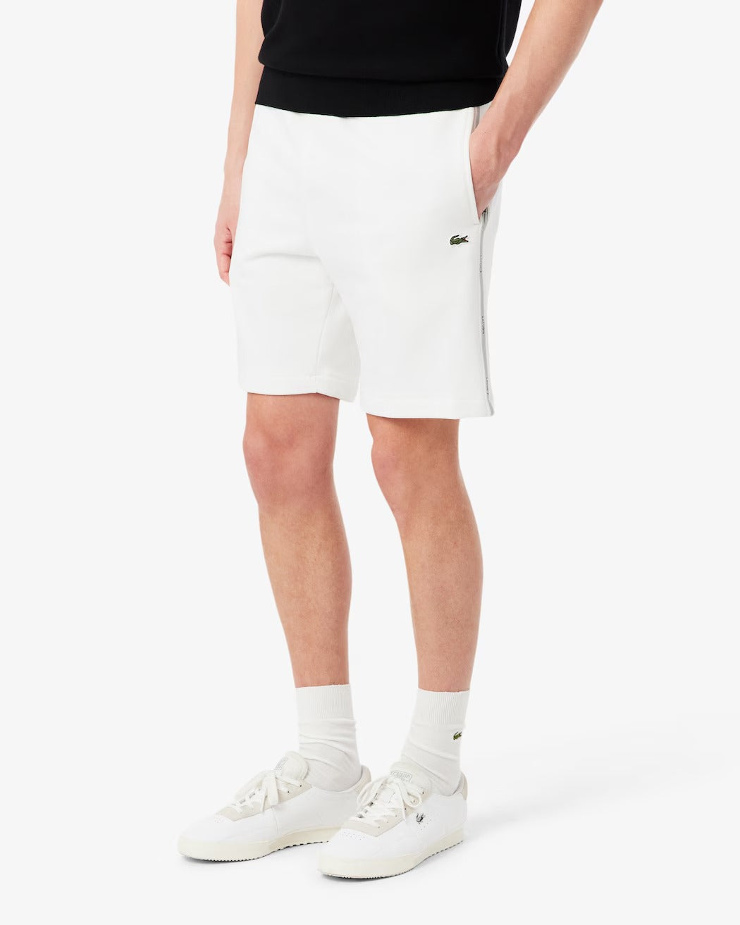 Lacoste GH0886 shorts uomo bianco cotone felpato