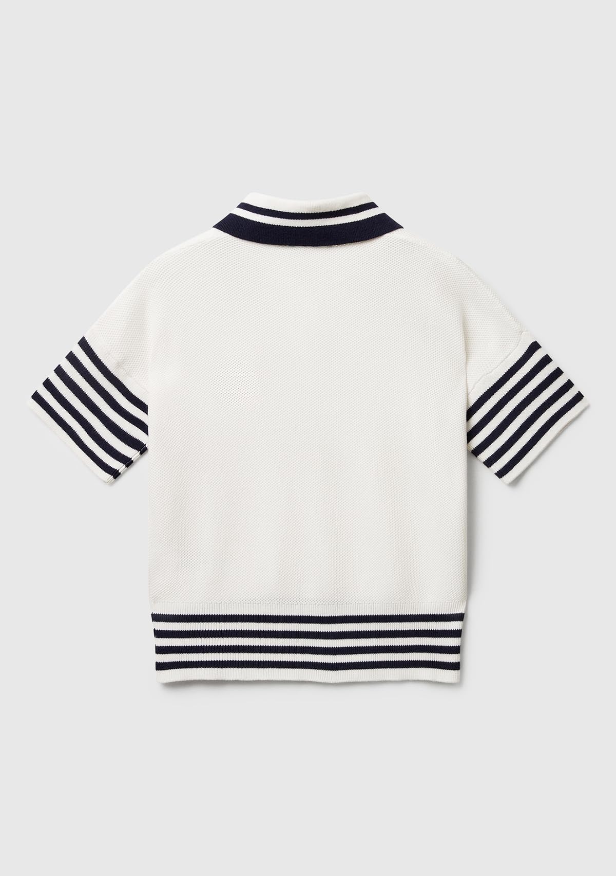 Benetton Polo maglia manica corta piquet righe ricamo