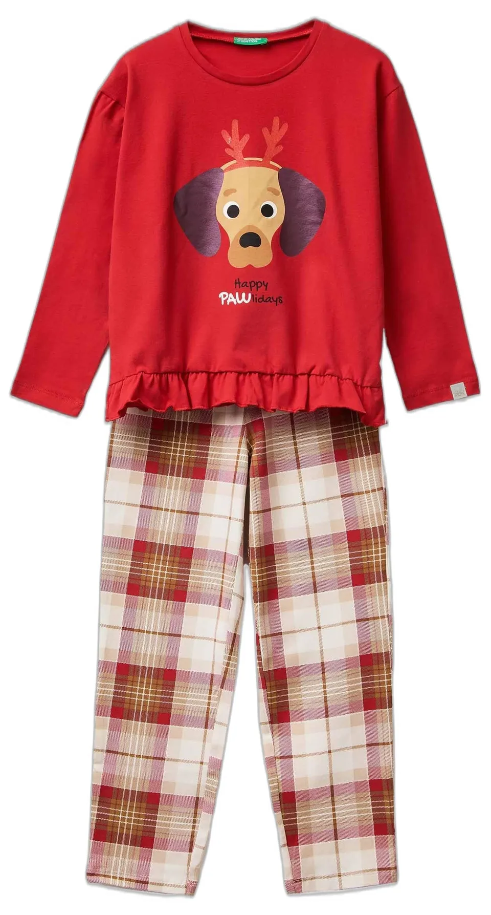 Benetton 3dke0p07z pigiama bambina bianco jersey
