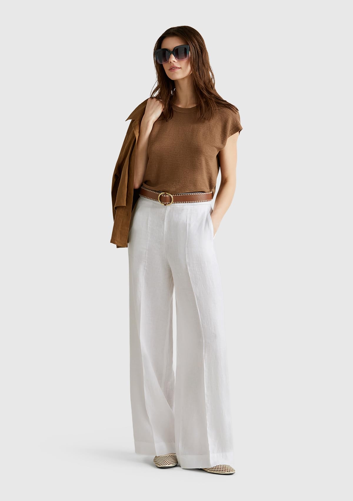 Benetton Pantaloni Pantalone Donna 4aghdf08k S Lino