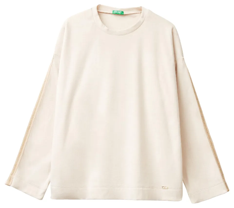 Benetton Maglieria 3jqa3m08b Maglione Beige ciniglia XXS