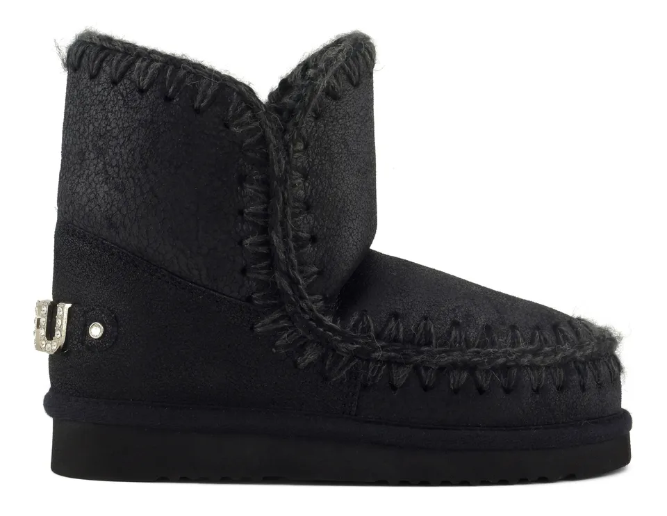 Mou Eskimo 18 FW101036B stivaletti donna Cracked Black strass