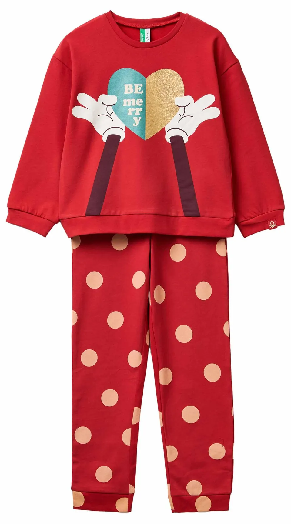 Benetton Set Pigiama Bambina Rosso Jersey Disney Cotone