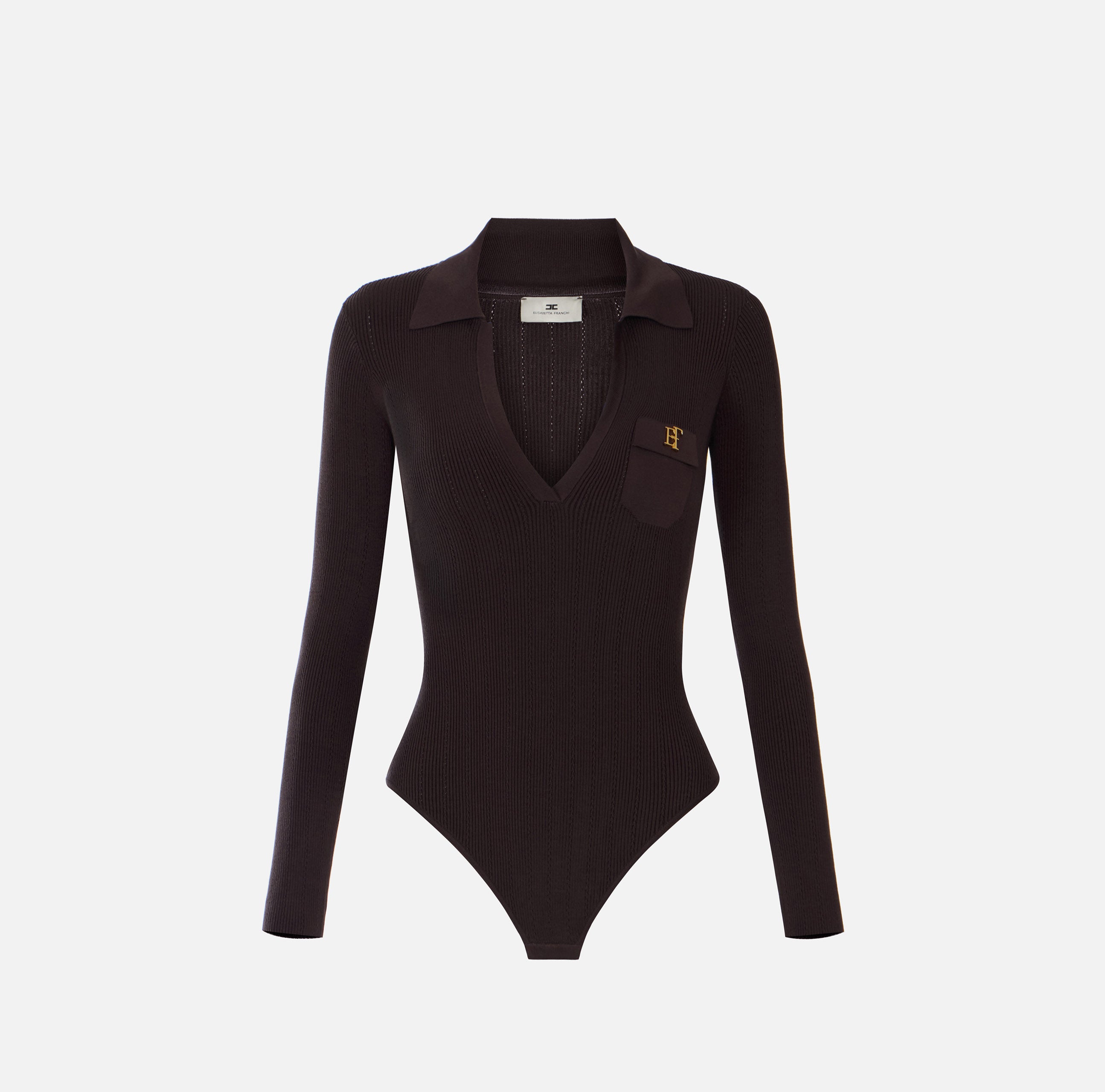 Elisabetta Franchi BK02B66E2 body maglia dark choco costine