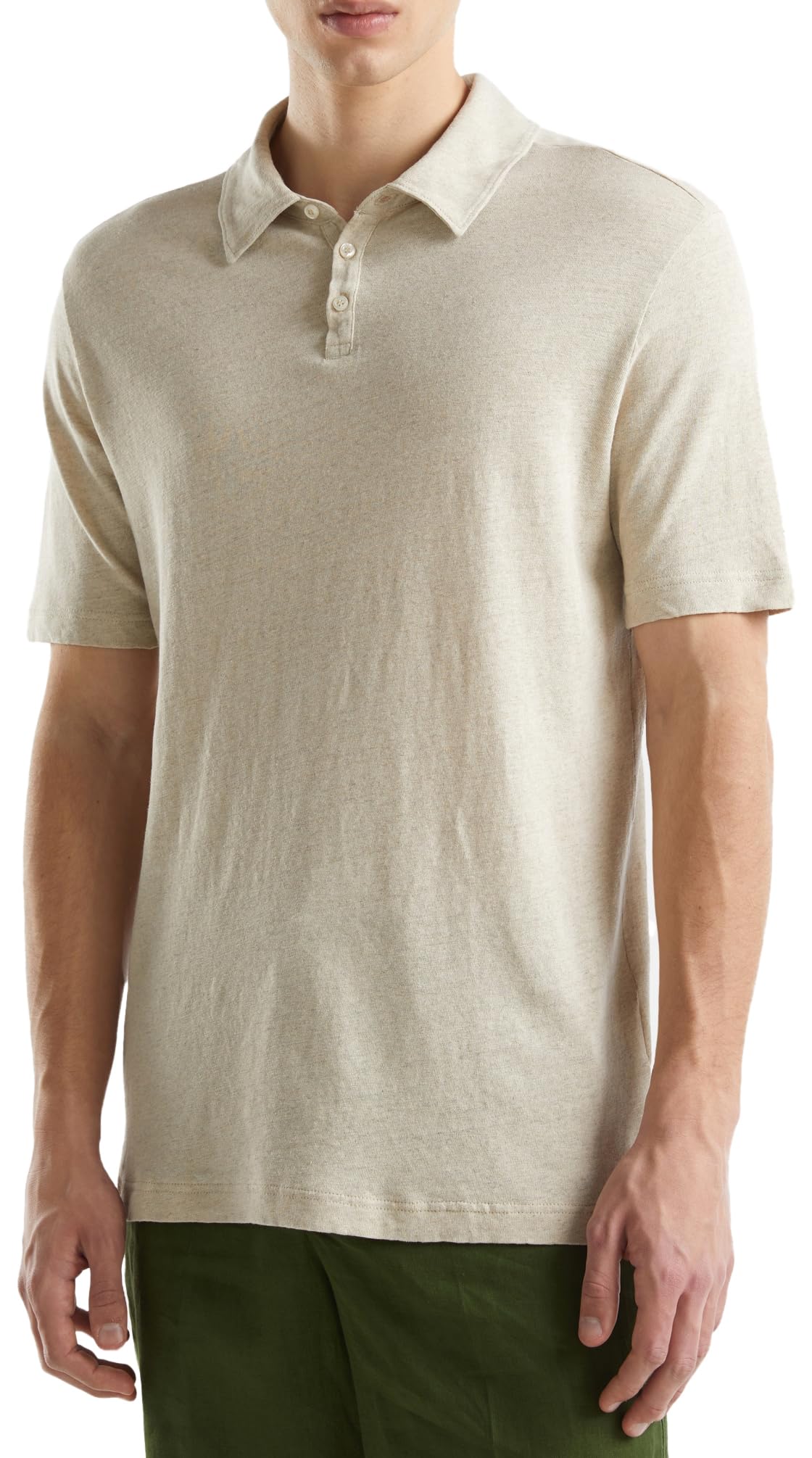 Benetton 39ivu300y Polo Uomo XS Misto Lino Regular
