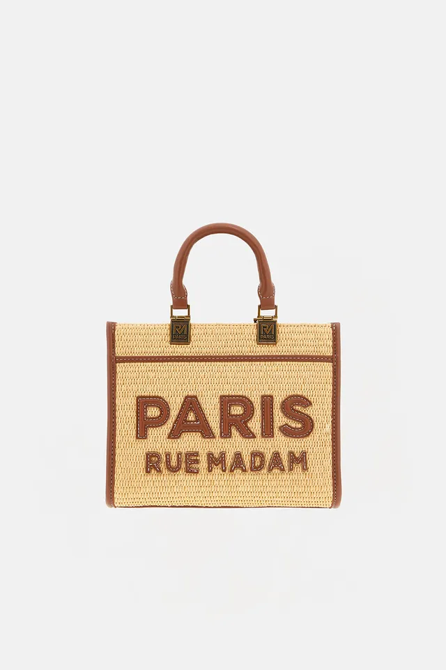 Rue Madam Iconique Mini tote borsa paglia brown