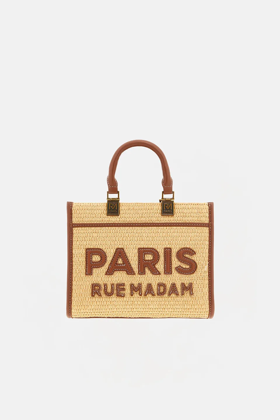 Rue Madam Iconique Mini tote borsa paglia brown