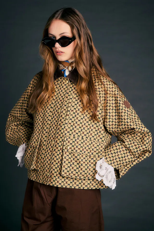 Karen Walker Overtime Jacket giacca tan multi cappuccio