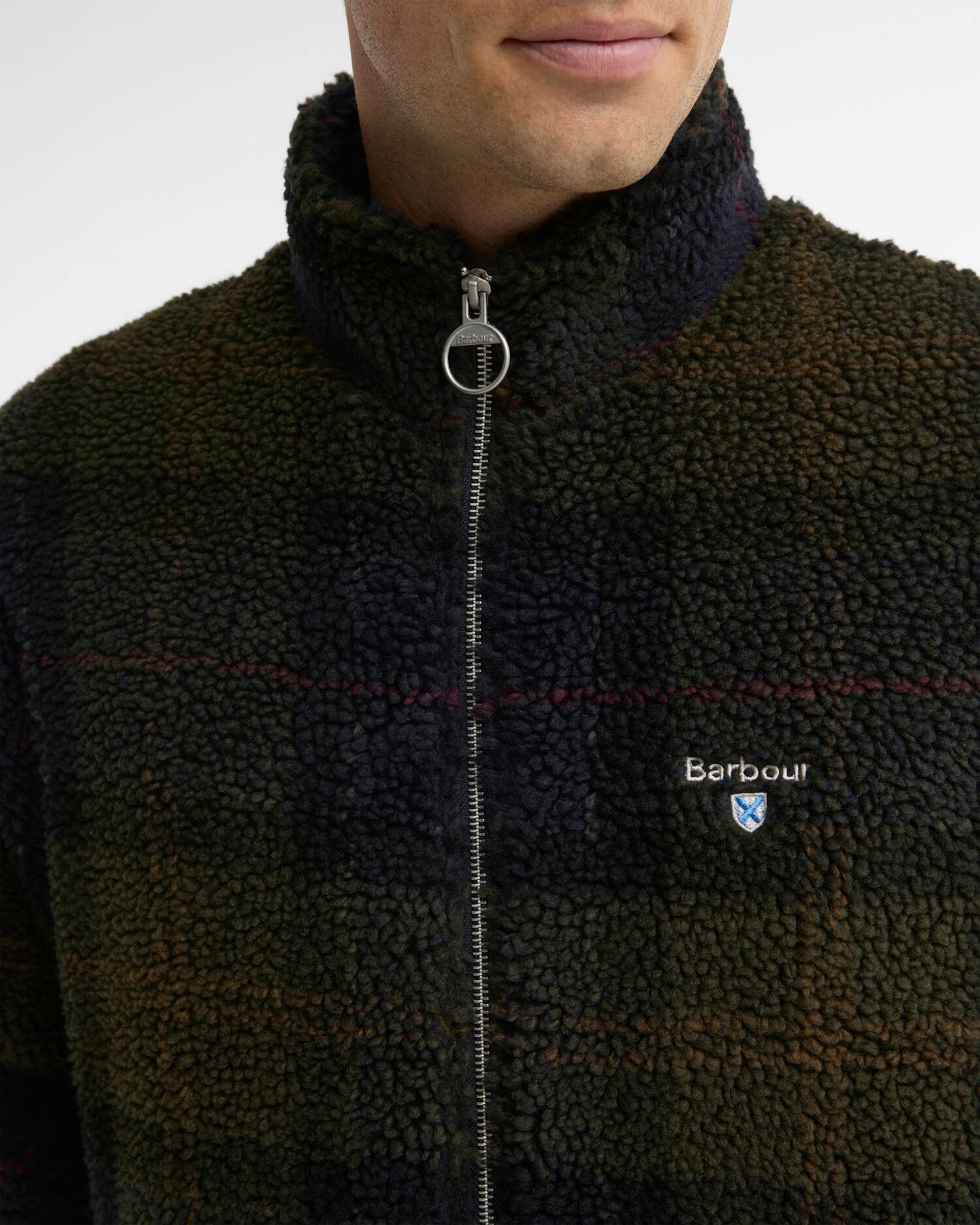 Barbour MFL0187 Felpa Sherpa Tartan Collo Alto Zip