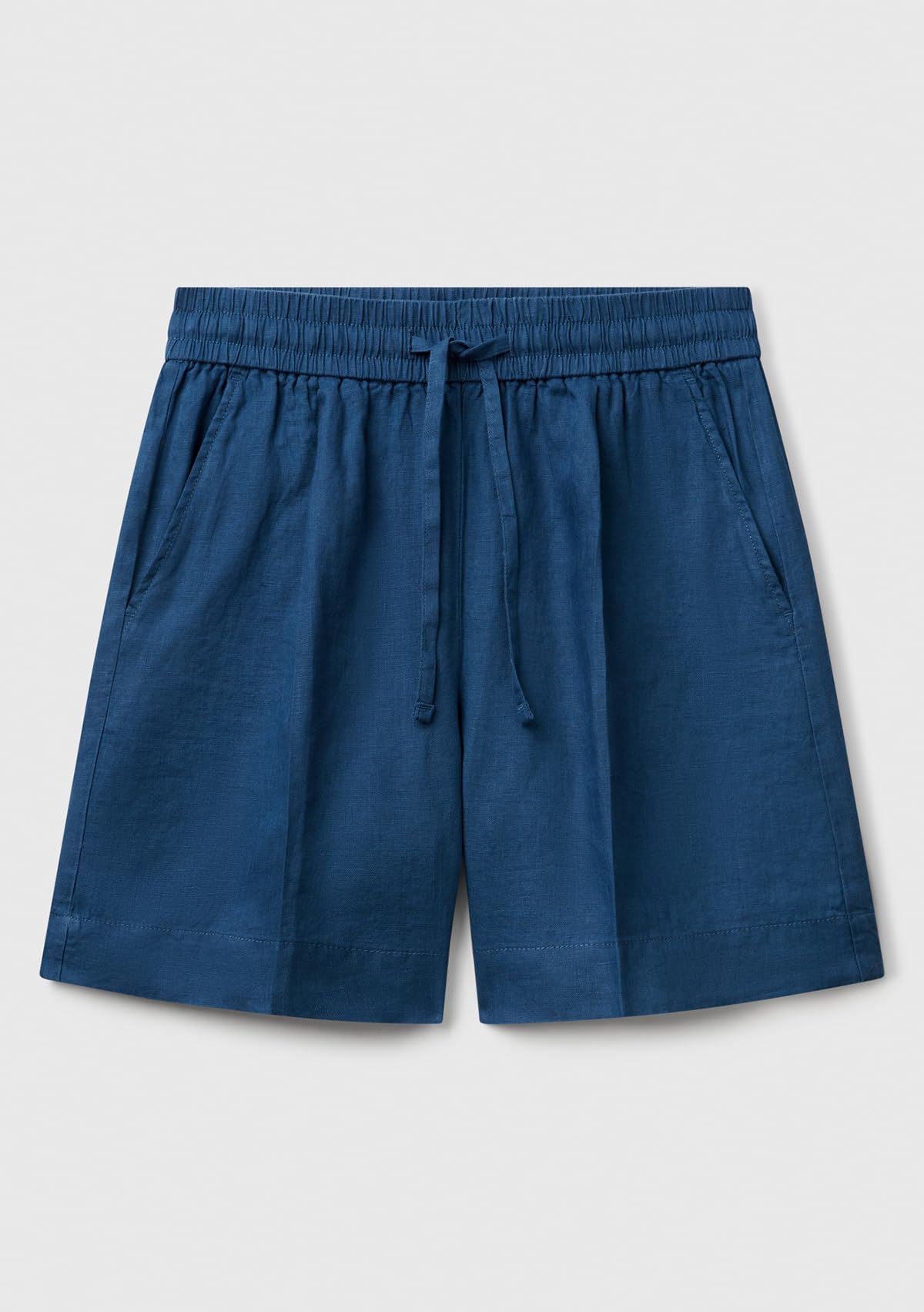 Benetton 4aghd901t Bermuda Donna Blu in Lino Elastico