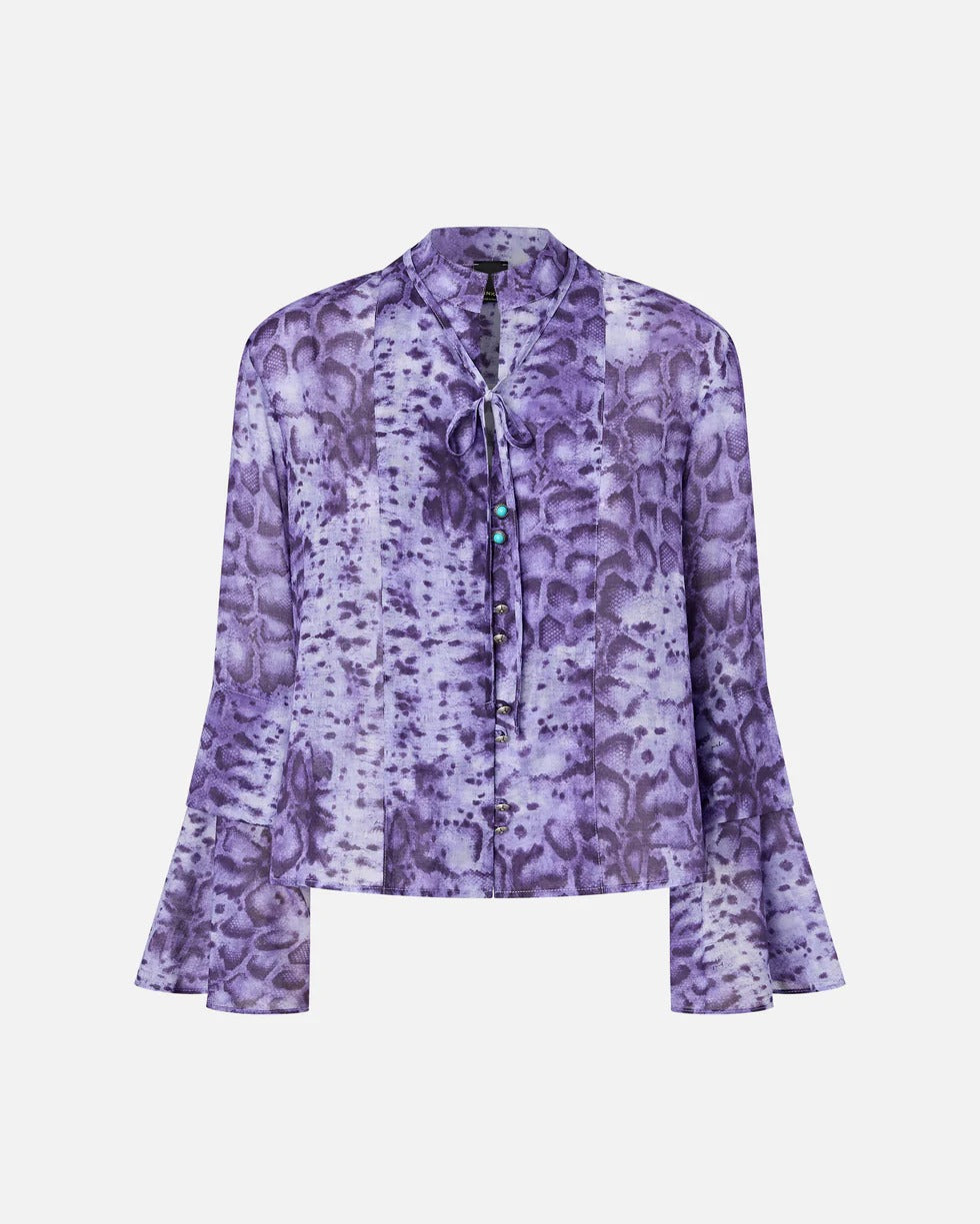 Pinko Caracalla 106880 A3AP blusa viola pitonata