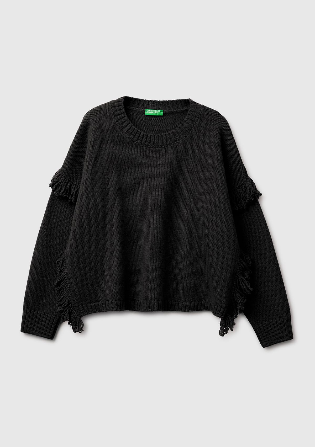 Benetton Maglieria 191vd10ez Maglione Donna Nero Boxy