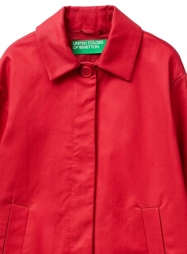 Benetton 2X2LDN098 Cappotto Donna Rosso in Cotone Regular Fit