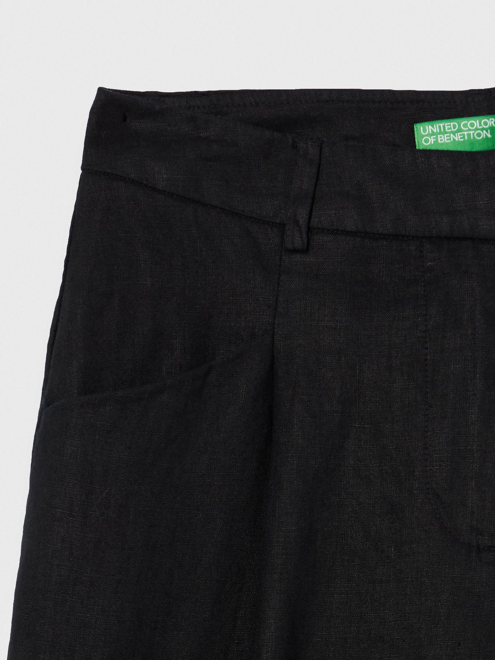 Benetton 4AGHDF05W Pantaloni Donna Lino Vita Regular