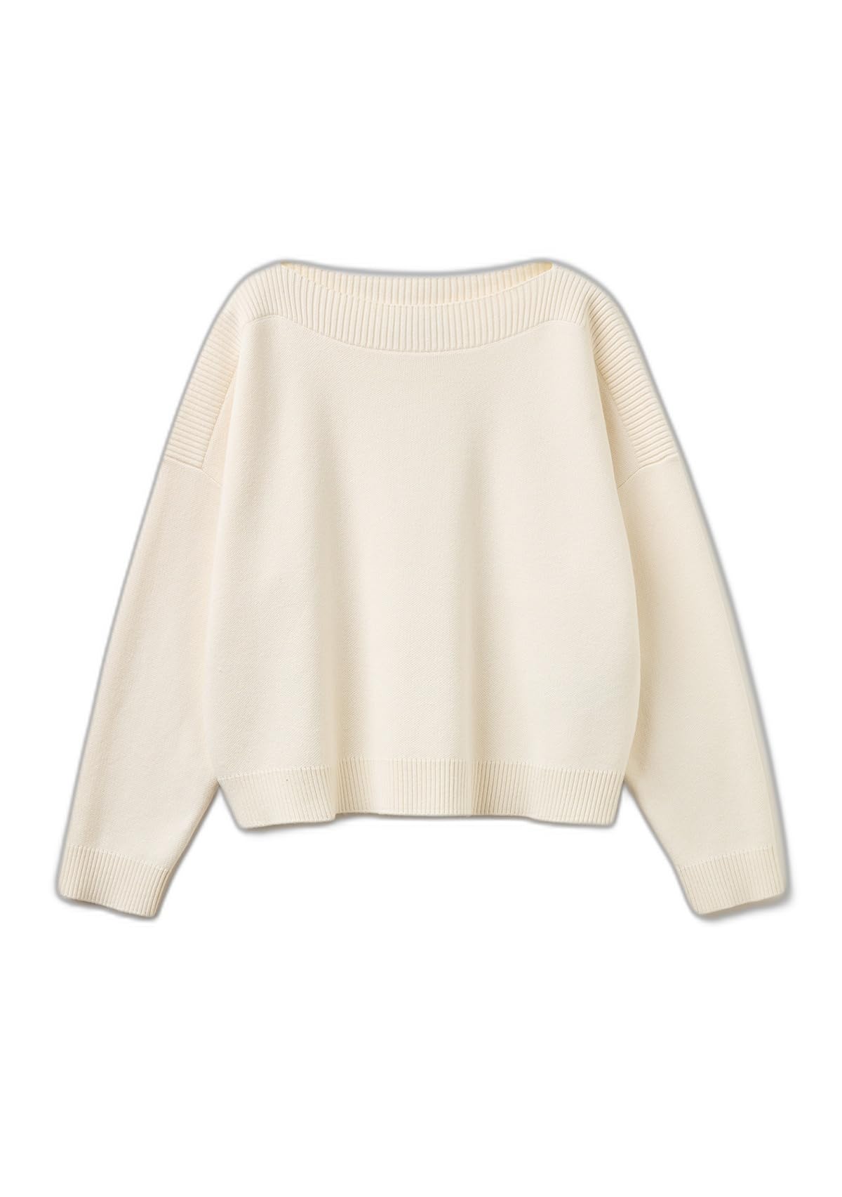 Benetton Maglia Barchetta Donna Blu Jacquard Boxy
