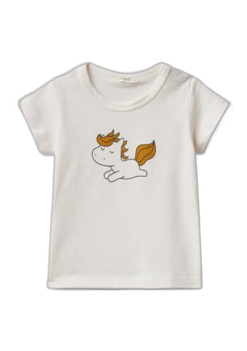 Benetton 3I1XA104K T-Shirt Bimbo Cotone Bianco Panna