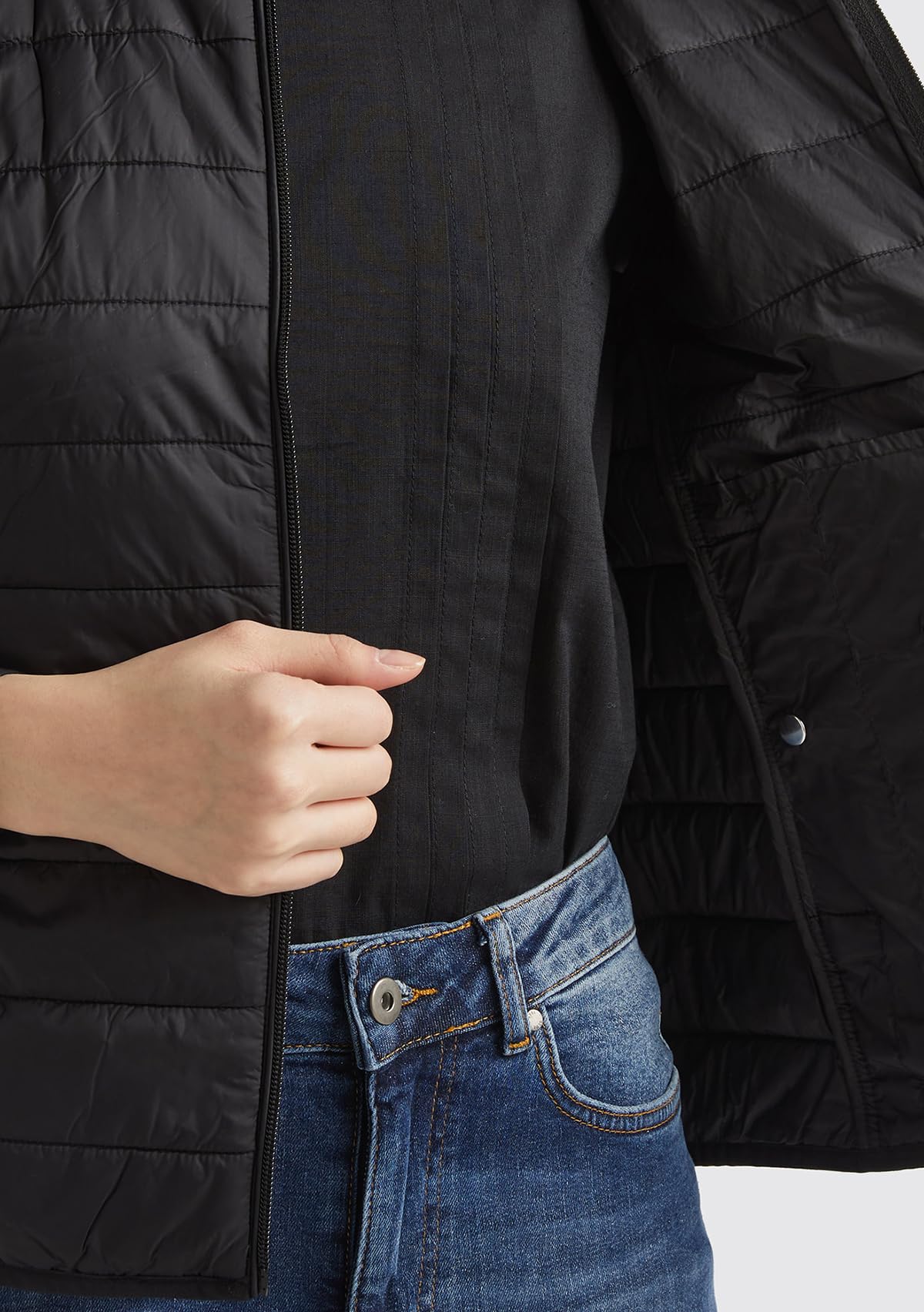 Benetton gilet donna imbottito con zip e tasche laterali