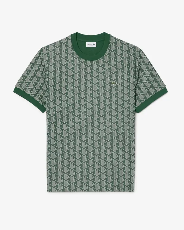 Lacoste TH1197 T-shirt Uomo Verde Jacquard Monogram