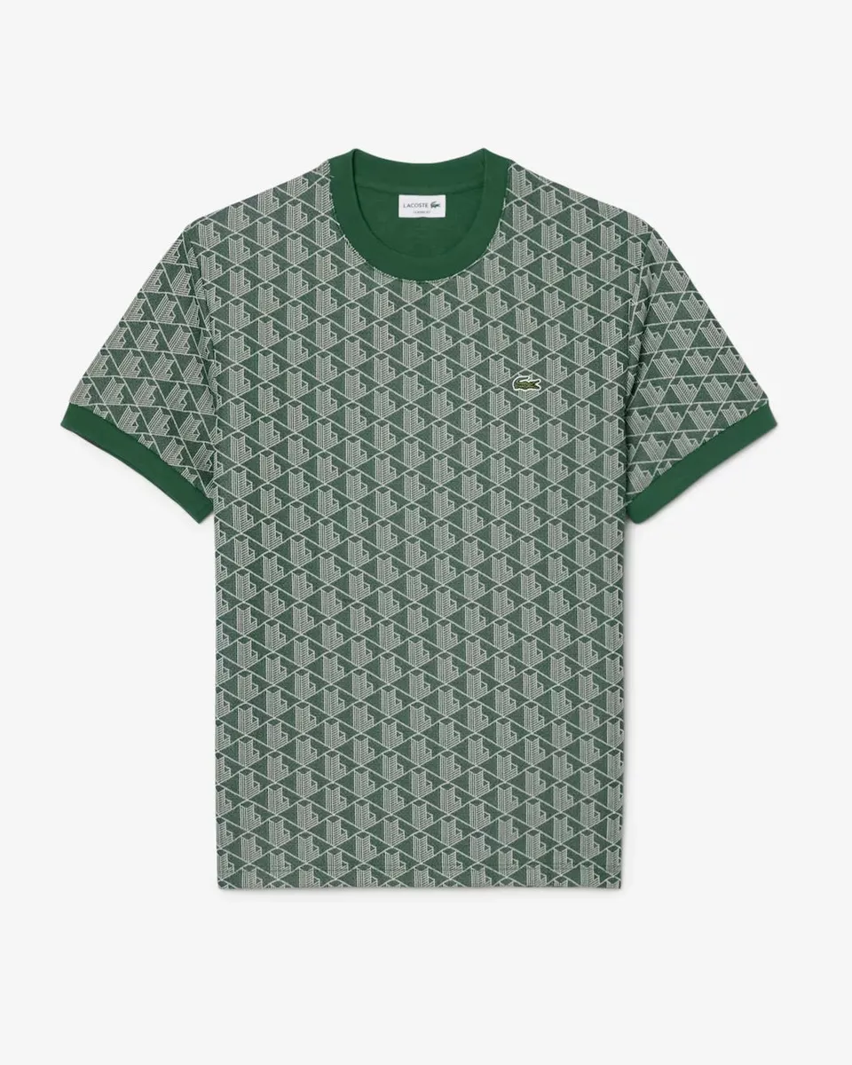 Lacoste TH1197 T-shirt Uomo Verde Jacquard Monogram