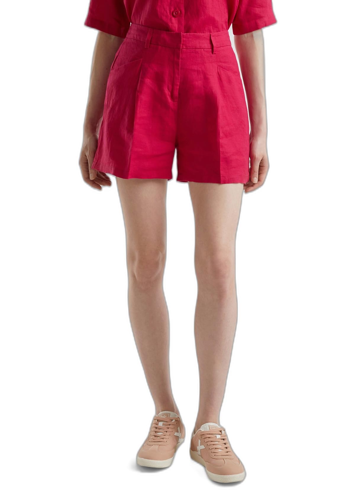 Benetton 4aghd9013 short lino donna vita regular con tasche