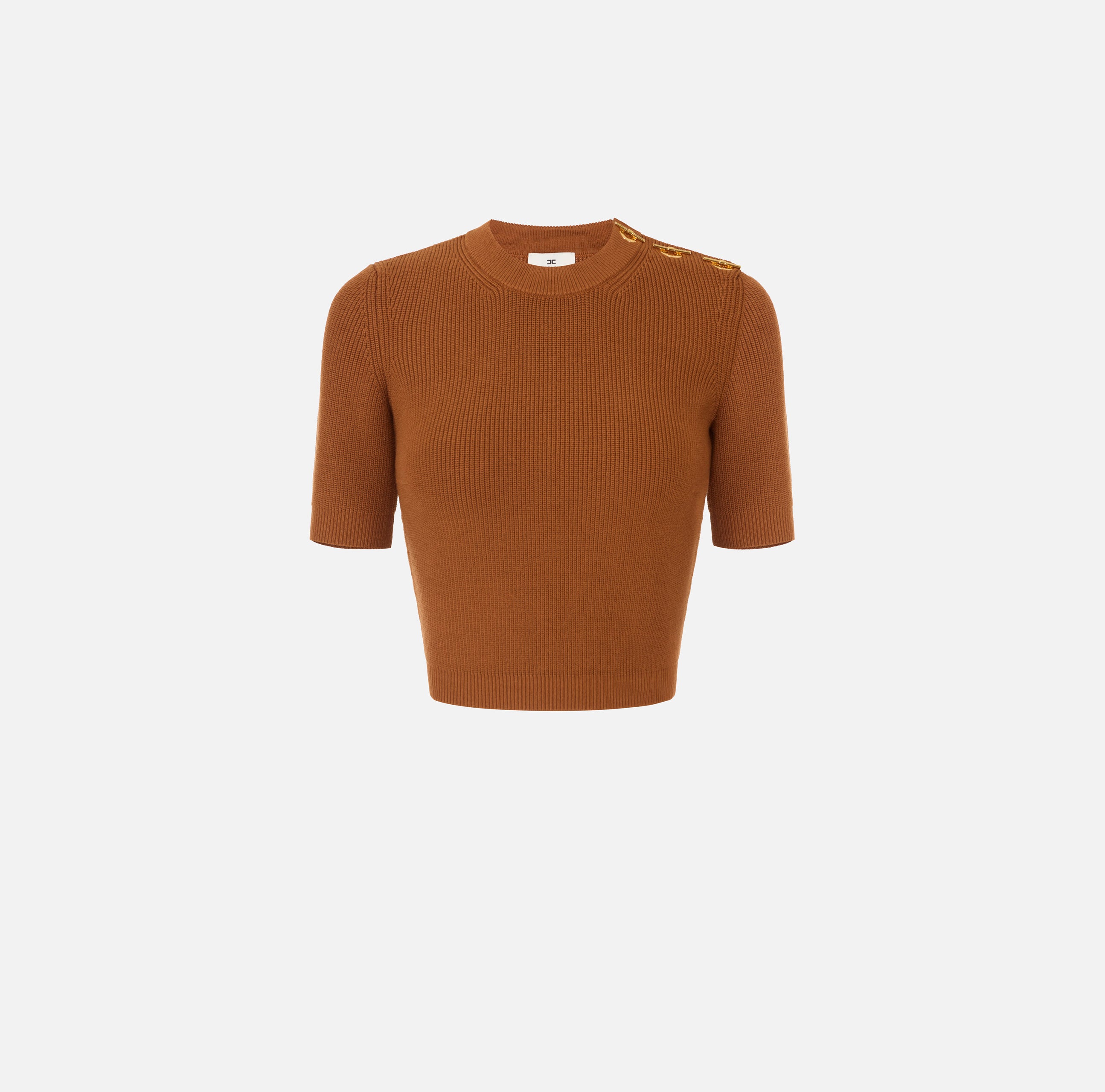 Elisabetta Franchi MK02S66E2 Maglia Cropped Sigaro
