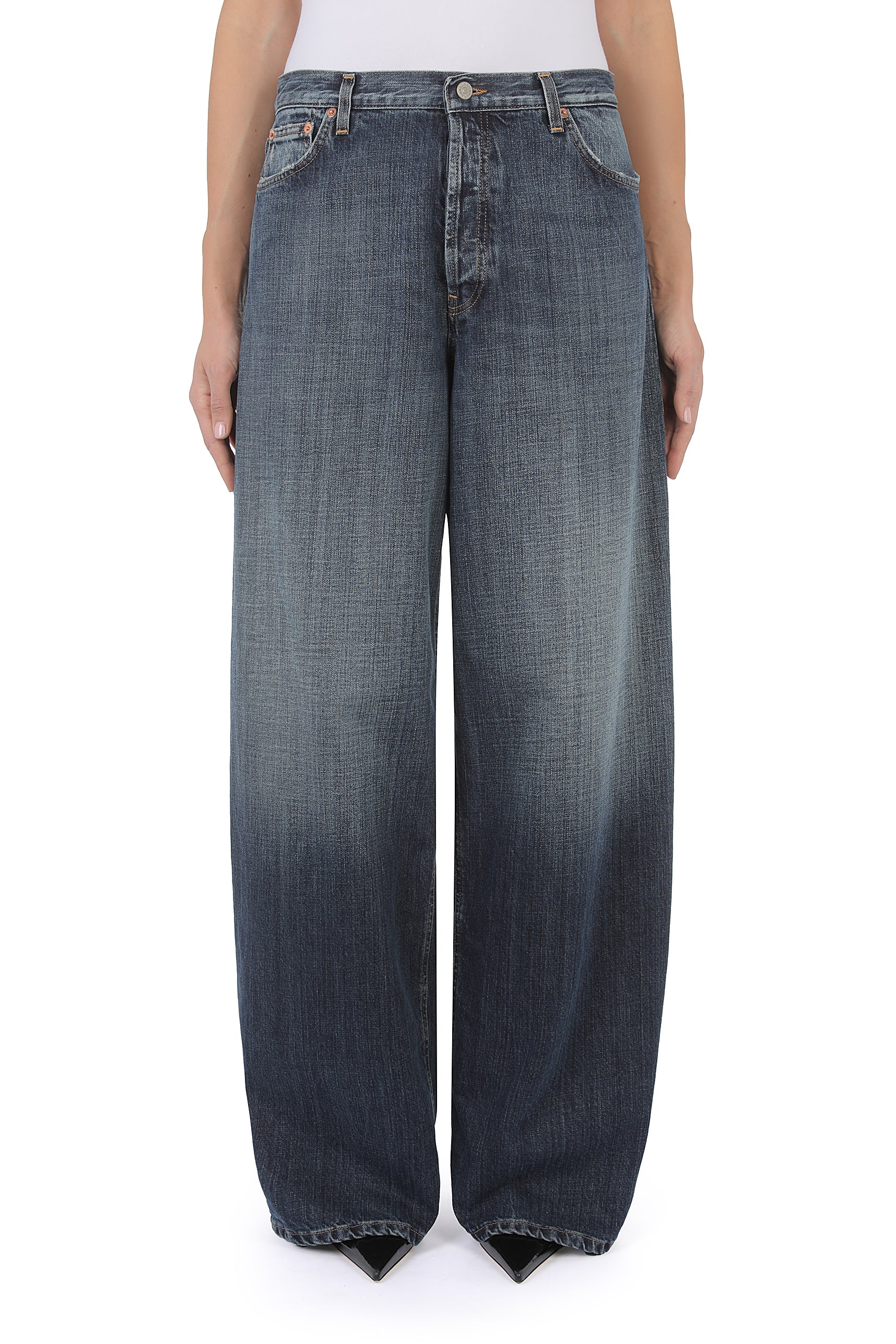 Dondup Dakota DP849 jeans donna palazzo blu loose