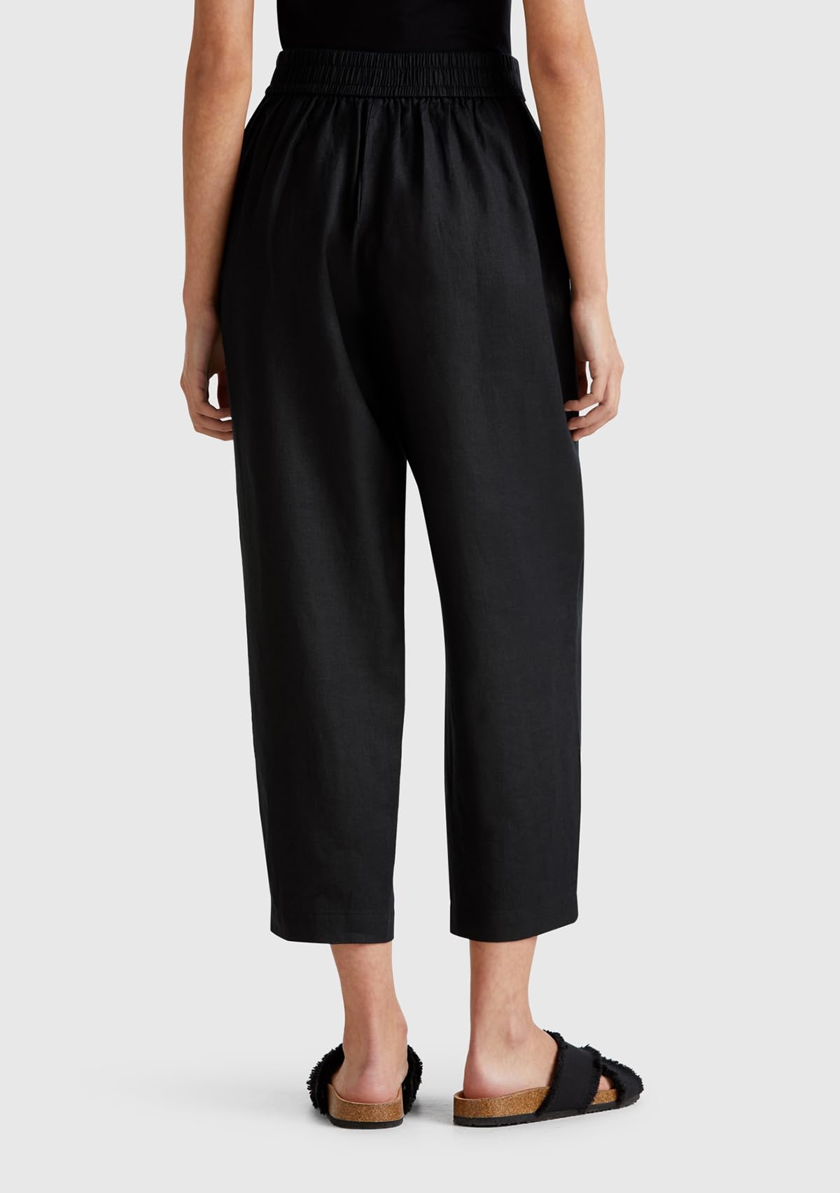 Benetton 4aghdf08l pantalone donna S lino nero