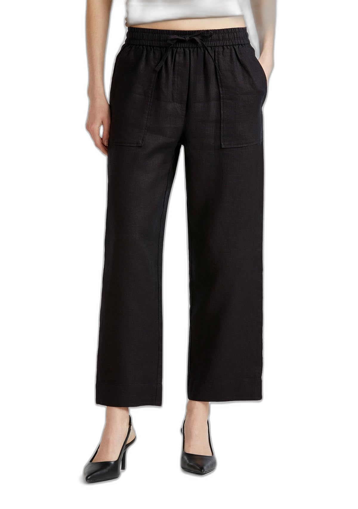 Benetton 4AGHDF08J Pantalone Donna Lino Verde