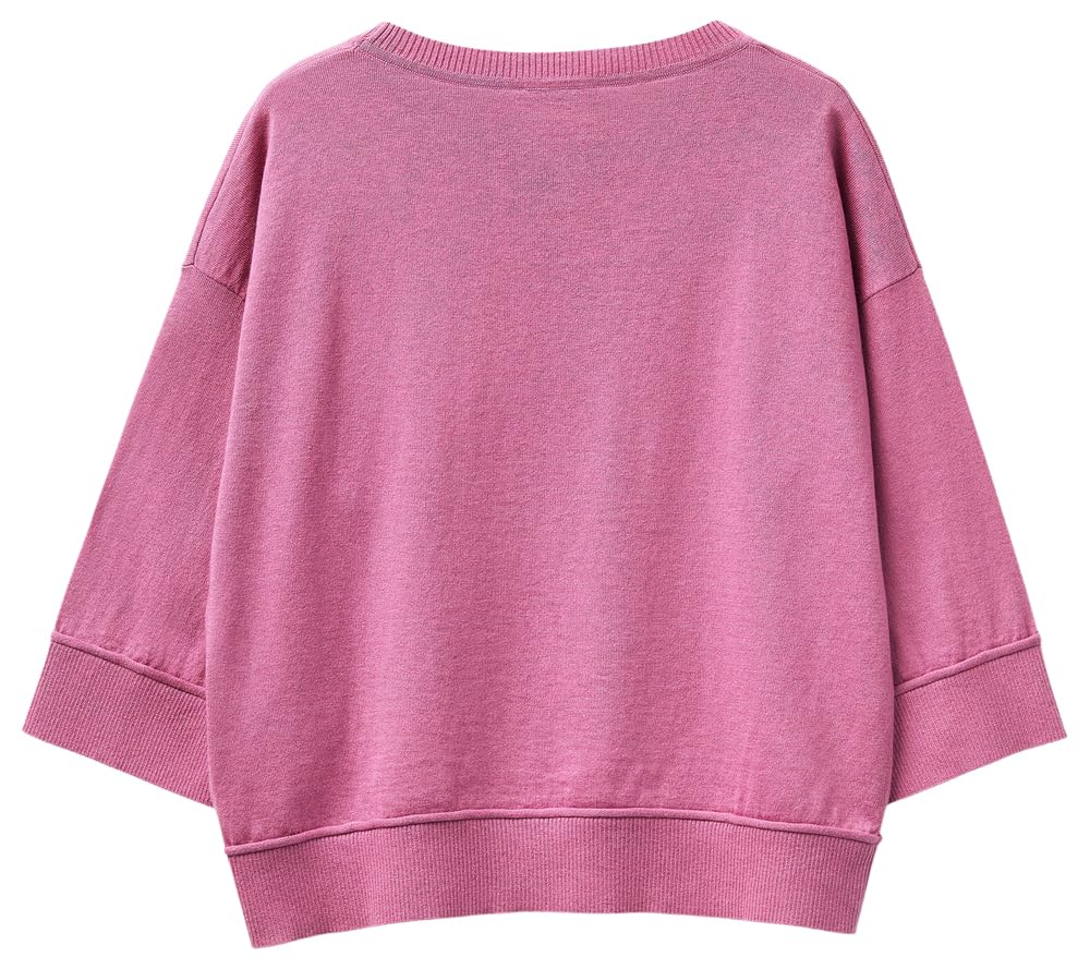 Benetton Maglieria Maglione Donna girocollo boxy manica 3/4