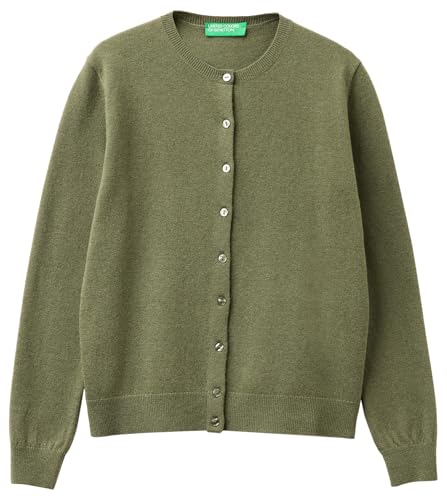 Benetton 1002d5485 Maglia Coreana Cardigan Verde XXS
