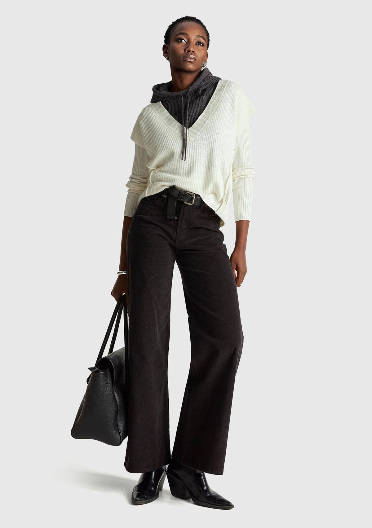 Benetton 41ULDE029 Pantalone Donna Velluto Nero 30