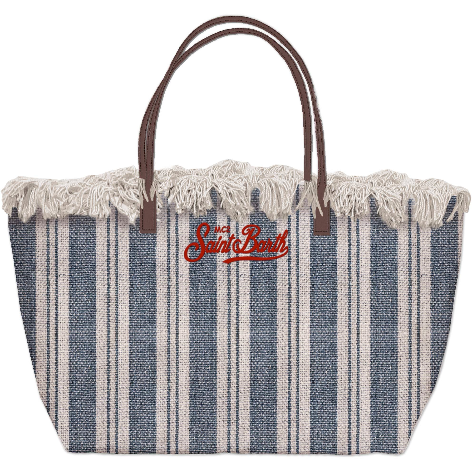 MC2 Saint Barth City Bag Fringe 01762L Borsa Double Stripes Navy