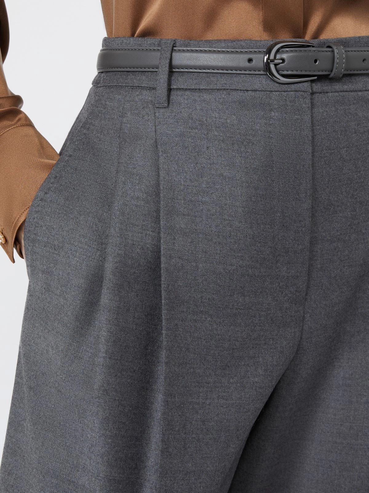 Max Mara Studio MSTLAGO003 pantalone grigio scuro taglia 40 lana